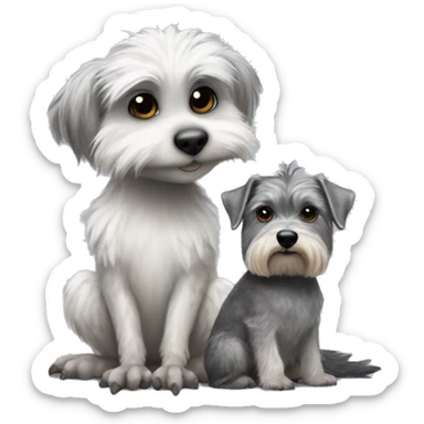 Kookaburra sitting on the back of a grey miniature Schnauzer dog  sticker