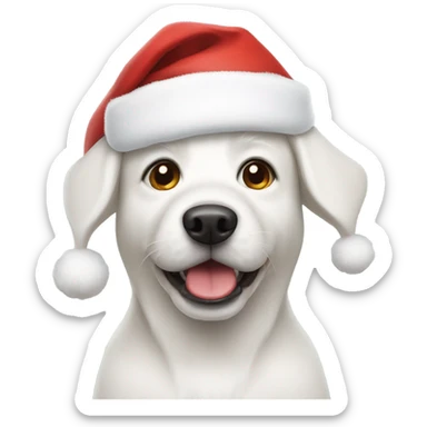 White dog wearing Santa hat sticker