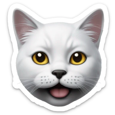 A white-haired cat with a black mustache like Chaplin's sticker