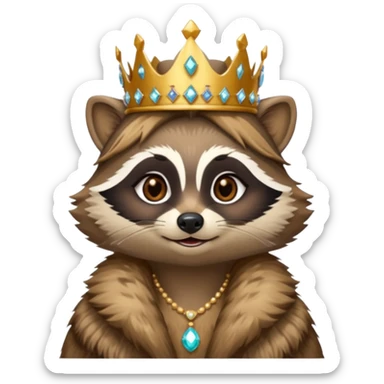 queen racoon with jewelled crown  sticker
