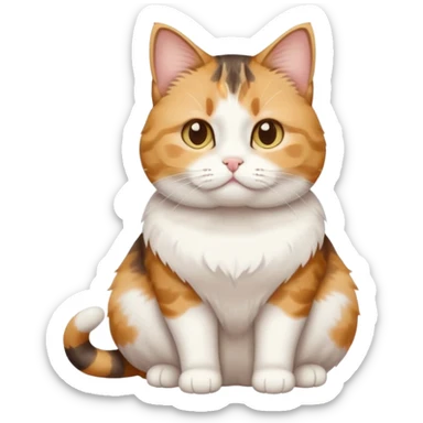 full body calico tabby + white cat with tiny head and fat body sticker
