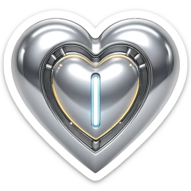 sorayama heart glossy metal parts panels glow lights inside sfw sticker