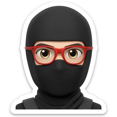 ninja con lentes oakley negros con rojo de frente sticker