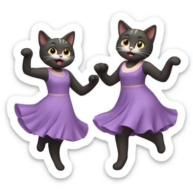 two girl cats dancing sticker