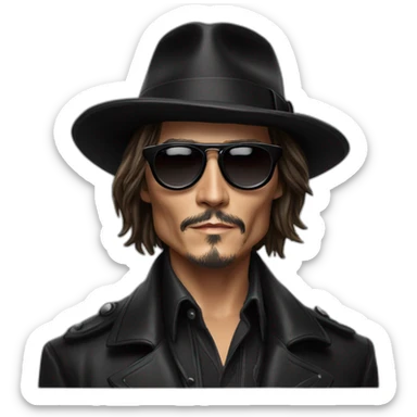johnny-depp in black hat and dark glasses sticker