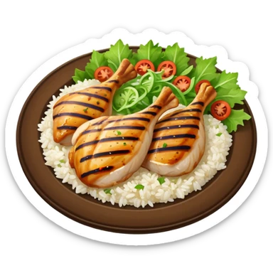 Grilled chicken and rice with salad sticker