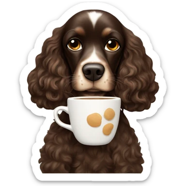 Black cocker spaniel drinking capucino sticker