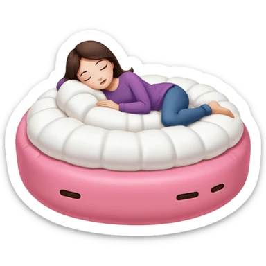 brunette girl napping on a giant marshmallow bed sticker