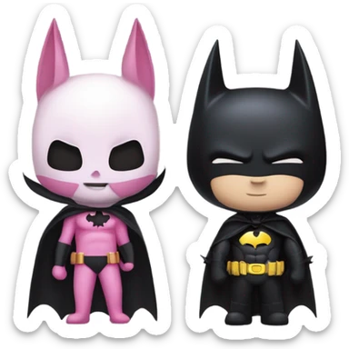 batman and kuromi from hello kitty holding hands  sticker