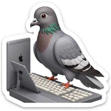 pigeon sitting at a computer with Roblox on screen sticker