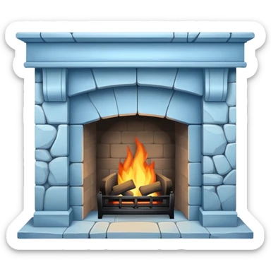 The fireplace is pale blue in color sticker