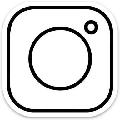 minimal white Instagram icon with rounded edges, outlined style, suitable for dark background sticker