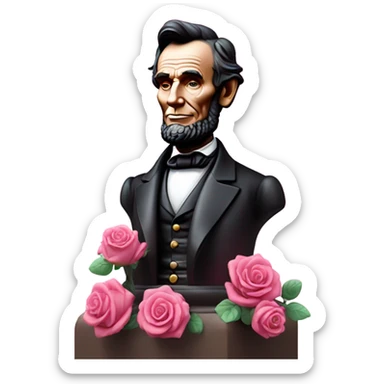 Pink ombre statue of Abraham Lincoln with glitter and roses  sticker
