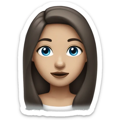 girl with long hair, dark brown hair, blue eyes and full lips sticker