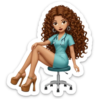 Sensual Spanish Lilith core evil surgeon.hair is brown long and  curly with 7 inch platform heels.she is a  Surgeon that works for the cartel sticker