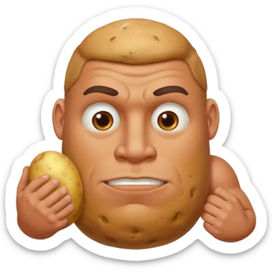 crea un señor fuerte con cara de papa sticker