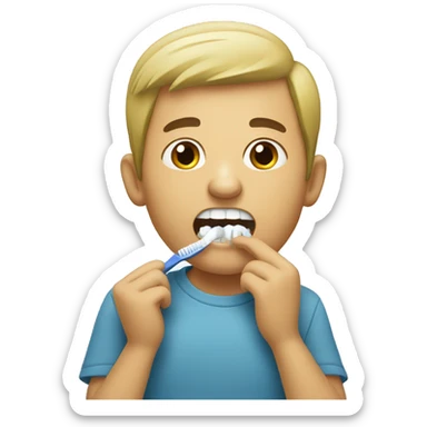 person brushing the upper palate of the mouth sticker