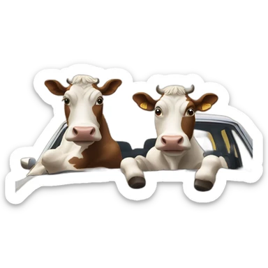 Two cows chilling in a car sticker