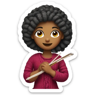 girl with a yarn skein and crochet hook sticker