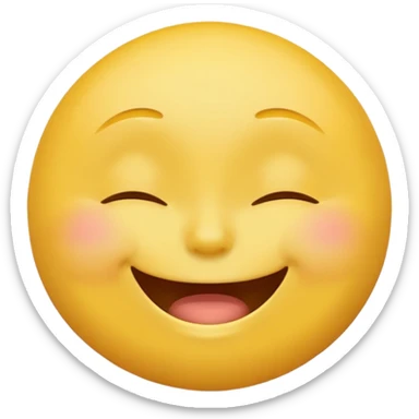 Emoji, yellow round laughing face, closed eyes sticker