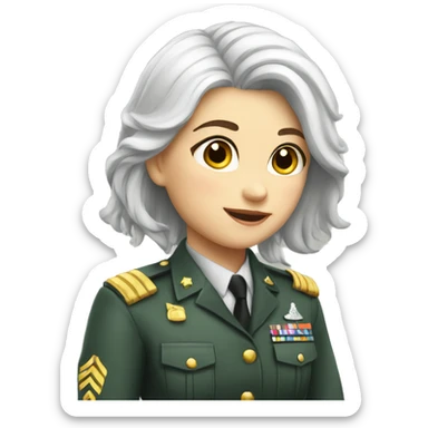 white hair girl, rider, sergeant, saluting, smirk sticker