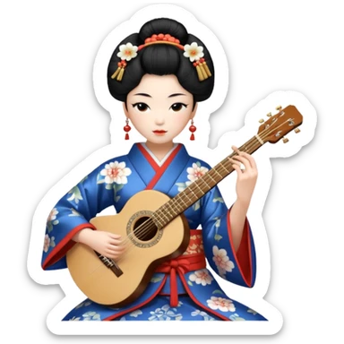 geisha play guitar sticker