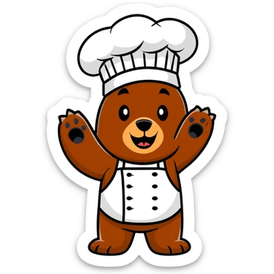 Grizzly Bear  wearing a chef hat make him scary sticker
