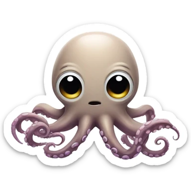 An emoji of a cute octopus with a round head, big expressive eyes, and eight slightly curved tentacles sticker