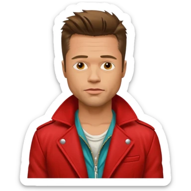 tyler durner personaje pelicula fight club con campera roja, brad pitt sticker