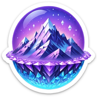 planet, surface covered in glowing crystals and mountain  sticker