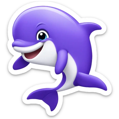 A purple cute dolphin saying “Hola” sticker