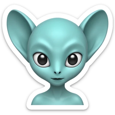 teal alien with two rounded ears and big pure black eyes sticker