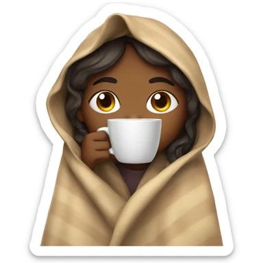 girl inside a blanket sipping coffee eyes closed sticker