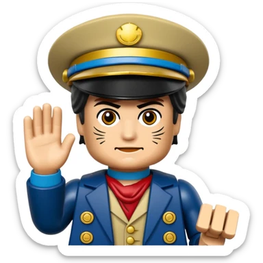 Jotaro Kujo as lego minifigure, full lego figurine view sticker