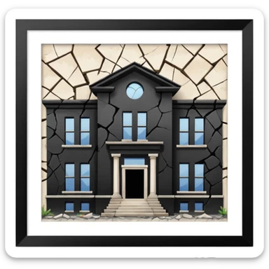 A broken/abandoned school with cracks and dust  with no back ground sticker