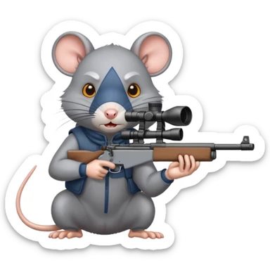 angry rat aiming sniper rifle sticker
