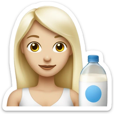 Femme blonde avec une bouteille de lait dans la main sticker