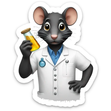 Black rat scientist sticker