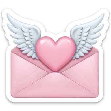 cute baby pink colored envelope with a cute pink heart on the middle with cute  pairs of baby angel wings sticker