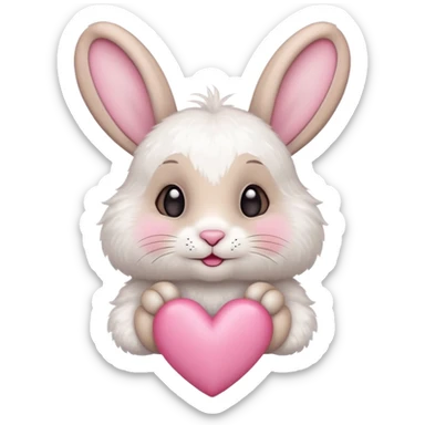 Cute rabbit with two pink hearts above the ears sticker