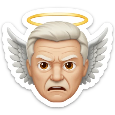 Angry older white male Italian animated angel I don't want a real face sticker
