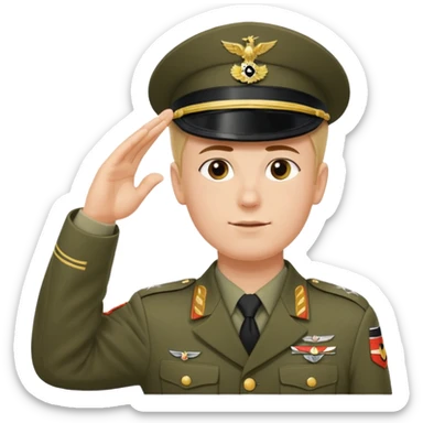Solider giving a German salute with his hand held high and straight diagonally upward viewed from the side sticker