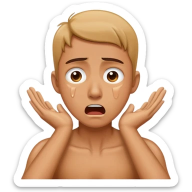 person shocked grabbing neck crying sticker