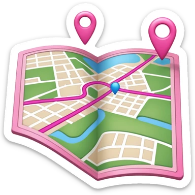 mix pink of a big gps map of the lines sticker