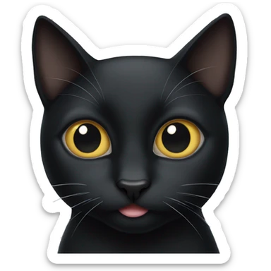 black cat with half white mouth sticker