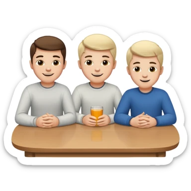 3 white boys sitting at a table sticker