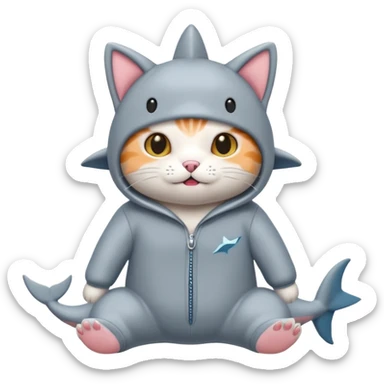 Cat wearing a shark onesie  sticker