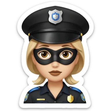 thief with police hat, thief mask, thief black dress. sticker