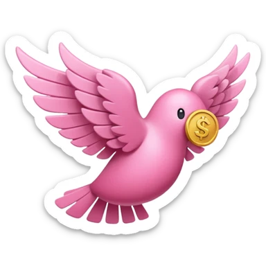 pink money flying  sticker
