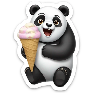 Panda eating ice cream sticker